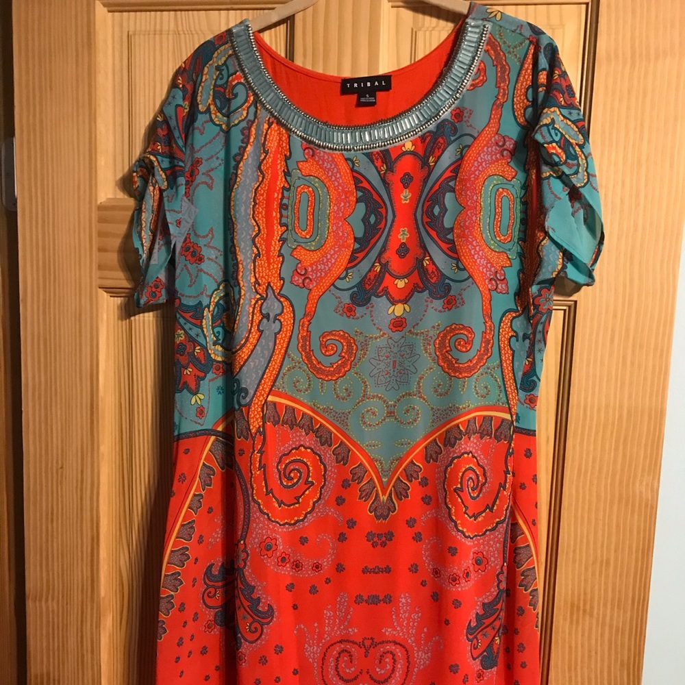 Orange and Blue Tribal Dress